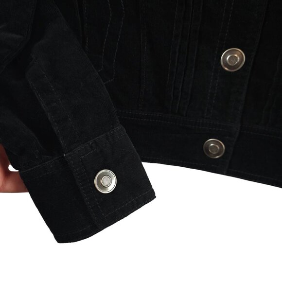 Womens Dark Academia Fall Layering Boho Y2K Western Fashion Black Denim Jacket S - Picture 7 of 15